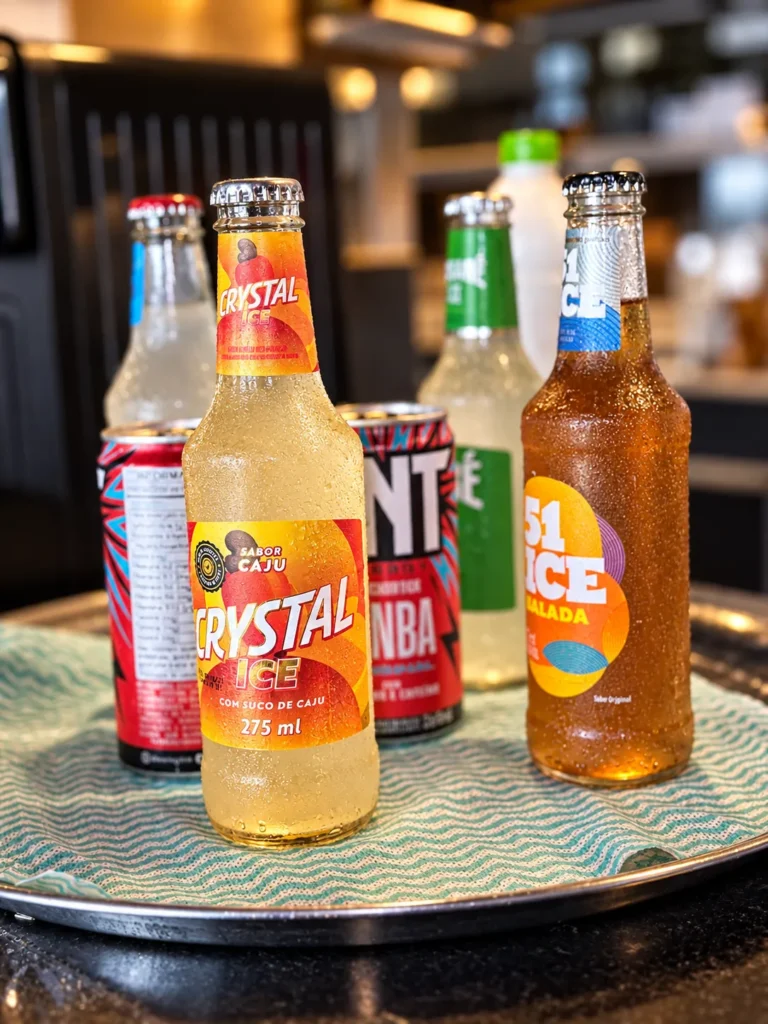 Long necks e bebidas geladas na bandeja