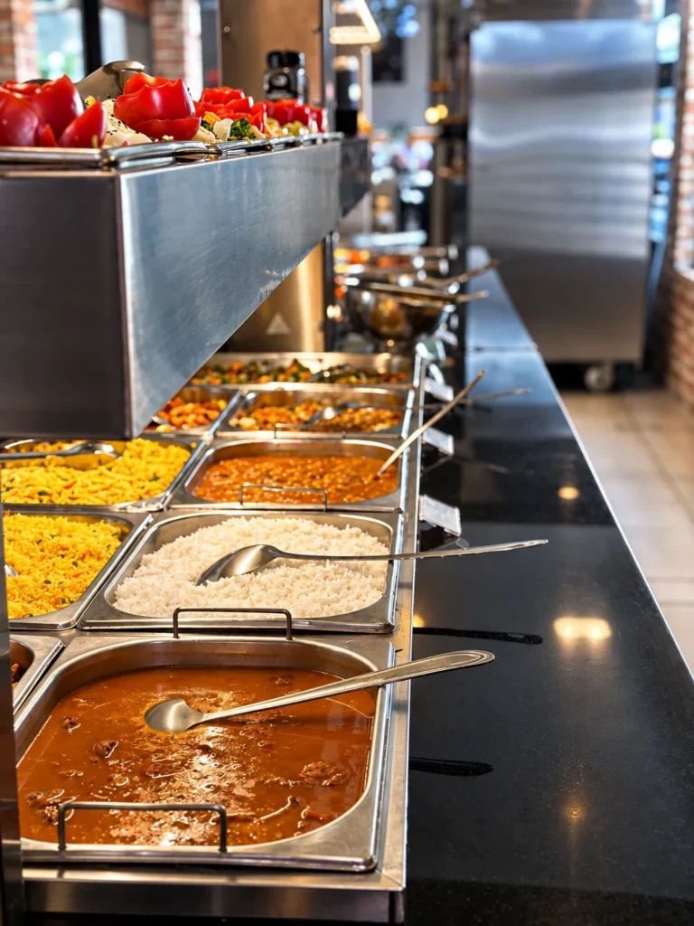 Linha do buffet de almoço